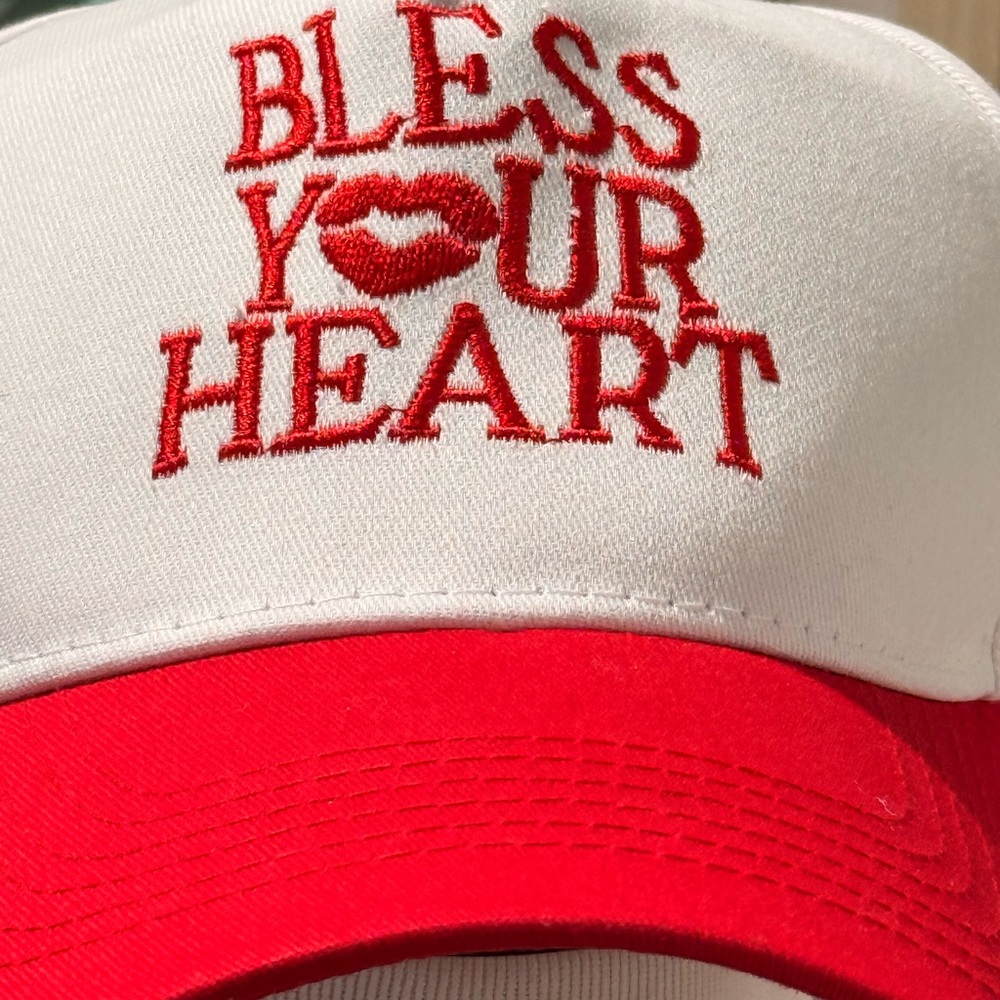 Red and White 'Bless Your Heart' Cap